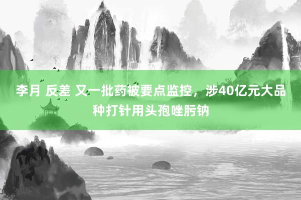 李月 反差 又一批药被要点监控，涉40亿元大品种打针用头孢唑肟钠