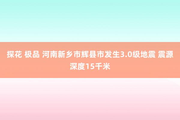 探花 极品 河南新乡市辉县市发生3.0级地震 震源深度15千米