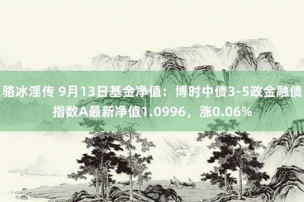 骆冰淫传 9月13日基金净值：博时中债3-5政金融债指数A最新净值1.0996，涨0.06%