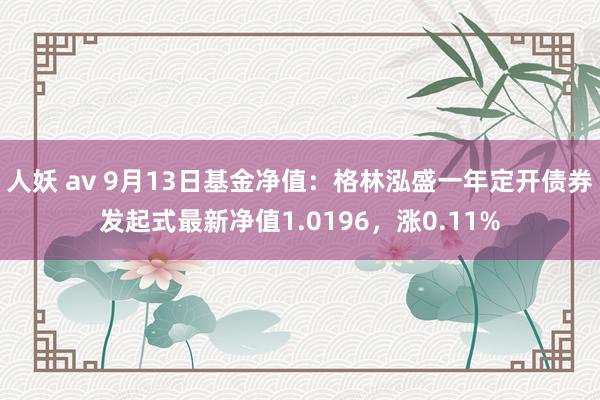 人妖 av 9月13日基金净值：格林泓盛一年定开债券发起式最新净值1.0196，涨0.11%