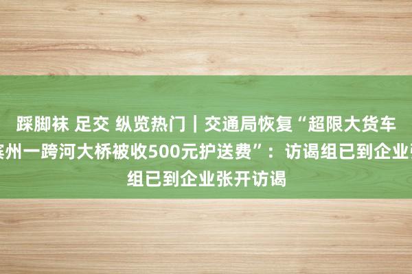 踩脚袜 足交 纵览热门｜交通局恢复“超限大货车过山东滨州一跨河大桥被收500元护送费”：访谒组已到企业张开访谒