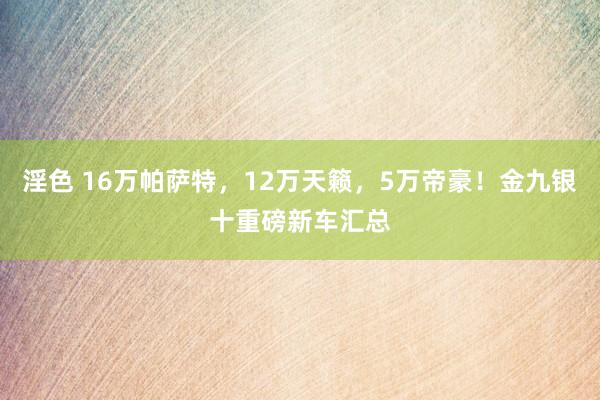 淫色 16万帕萨特，12万天籁，5万帝豪！金九银十重磅新车汇总