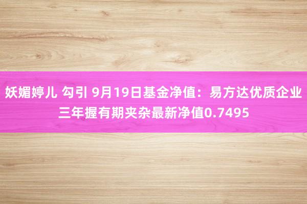 妖媚婷儿 勾引 9月19日基金净值：易方达优质企业三年握有期夹杂最新净值0.7495