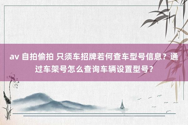 av 自拍偷拍 只须车招牌若何查车型号信息？通过车架号怎么查询车辆设置型号？