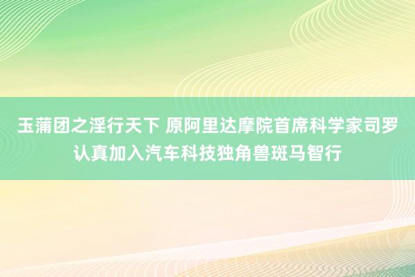 玉蒲团之淫行天下 原阿里达摩院首席科学家司罗认真加入汽车科技独角兽斑马智行