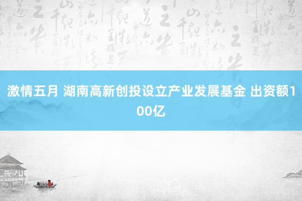 激情五月 湖南高新创投设立产业发展基金 出资额100亿