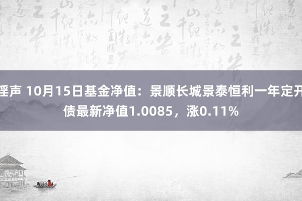 淫声 10月15日基金净值：景顺长城景泰恒利一年定开债最新净值1.0085，涨0.11%