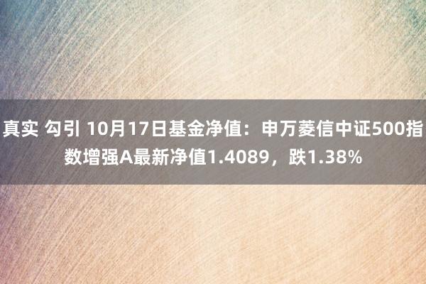 真实 勾引 10月17日基金净值：申万菱信中证500指数增强A最新净值1.4089，跌1.38%