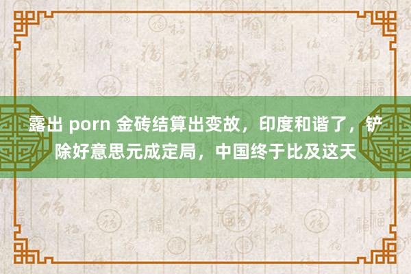 露出 porn 金砖结算出变故，印度和谐了，铲除好意思元成定局，中国终于比及这天