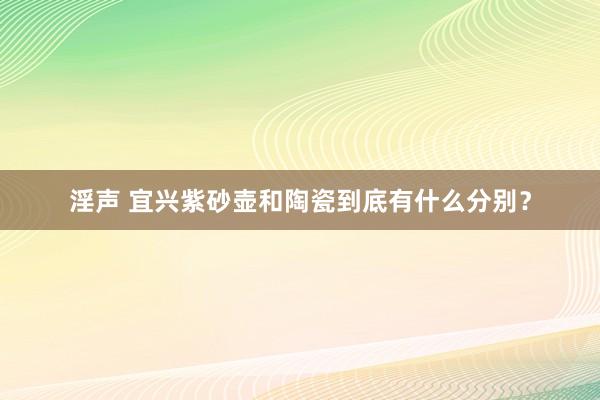 淫声 宜兴紫砂壶和陶瓷到底有什么分别？