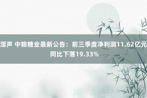 淫声 中粮糖业最新公告：前三季度净利润11.62亿元 同比下落19.33%