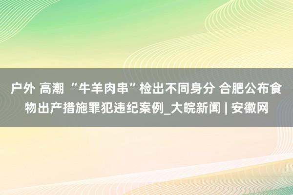 户外 高潮 “牛羊肉串”检出不同身分 合肥公布食物出产措施罪犯违纪案例_大皖新闻 | 安徽网