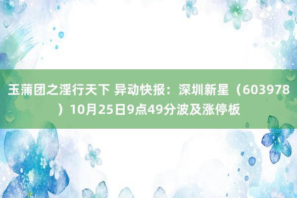 玉蒲团之淫行天下 异动快报：深圳新星（603978）10月25日9点49分波及涨停板