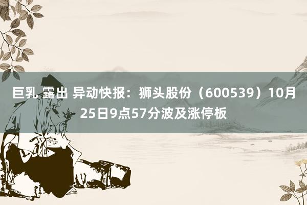 巨乳 露出 异动快报：狮头股份（600539）10月25日9点57分波及涨停板