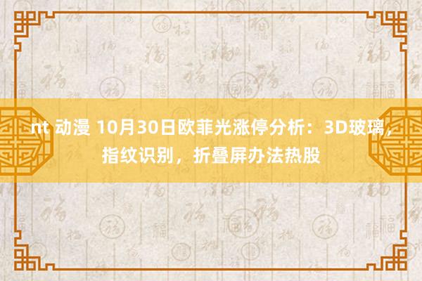 nt 动漫 10月30日欧菲光涨停分析：3D玻璃，指纹识别，折叠屏办法热股