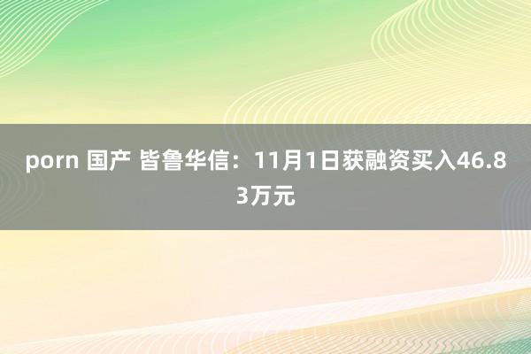 porn 国产 皆鲁华信：11月1日获融资买入46.83万元