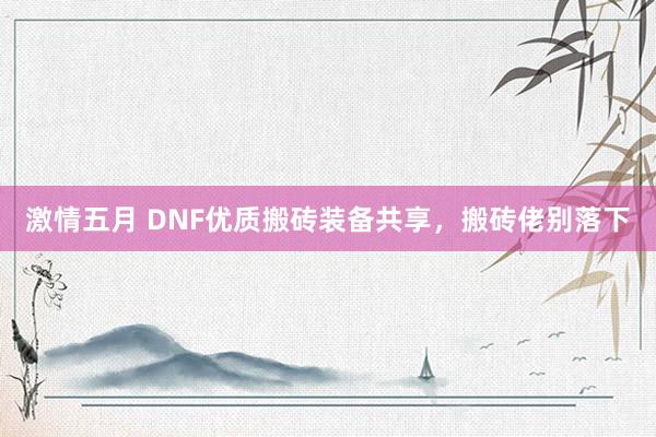 激情五月 DNF优质搬砖装备共享，搬砖佬别落下