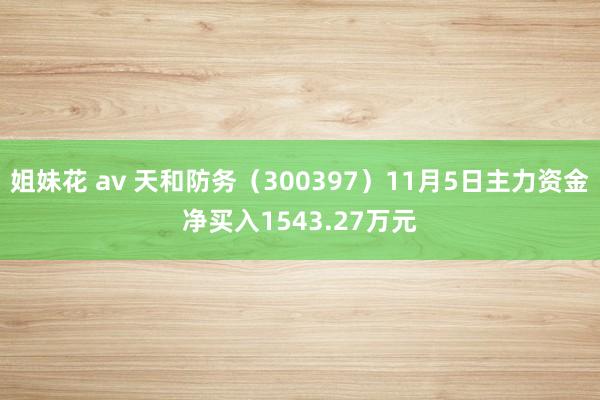 姐妹花 av 天和防务（300397）11月5日主力资金净买入1543.27万元