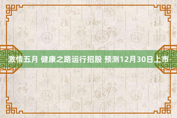 激情五月 健康之路运行招股 预测12月30日上市