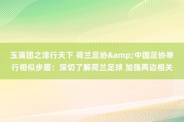 玉蒲团之淫行天下 荷兰足协&中国足协举行相似步履：深切了解荷兰足球 加强两边相关