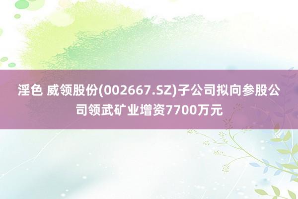 淫色 威领股份(002667.SZ)子公司拟向参股公司领武矿业增资7700万元