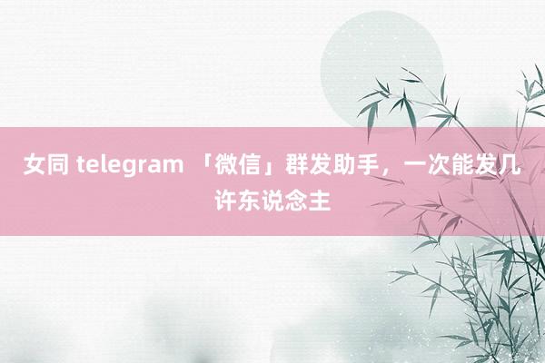 女同 telegram 「微信」群发助手，一次能发几许东说念主