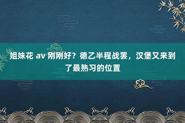 姐妹花 av 刚刚好？德乙半程战罢，汉堡又来到了最熟习的位置