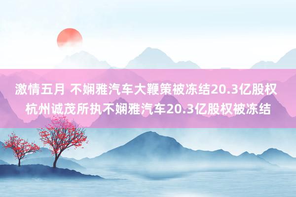 激情五月 不娴雅汽车大鞭策被冻结20.3亿股权 杭州诚茂所执不娴雅汽车20.3亿股权被冻结