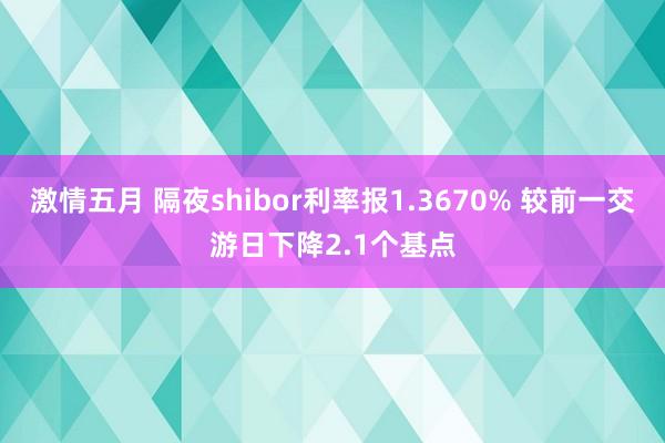 激情五月 隔夜shibor利率报1.3670% 较前一交游日下降2.1个基点