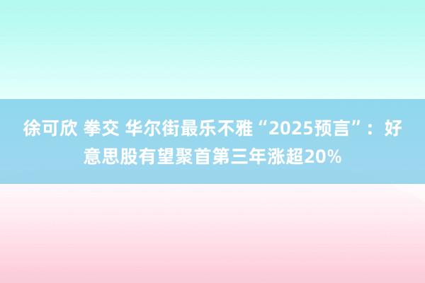 徐可欣 拳交 华尔街最乐不雅“2025预言”：好意思股有望聚首第三年涨超20%