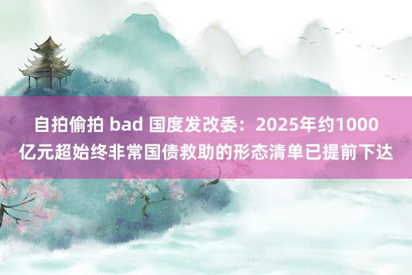 自拍偷拍 bad 国度发改委：2025年约1000亿元超始终非常国债救助的形态清单已提前下达