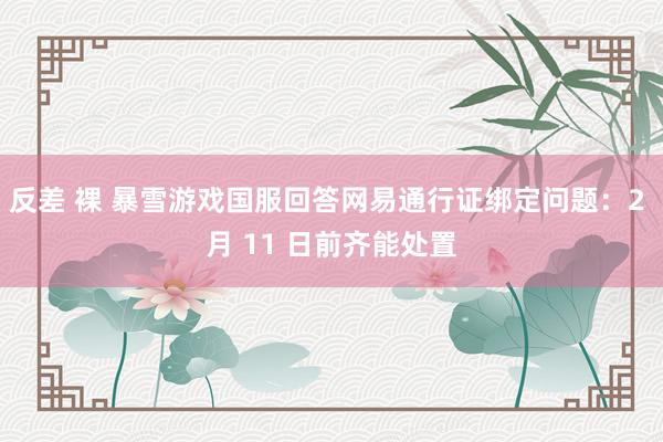 反差 裸 暴雪游戏国服回答网易通行证绑定问题：2 月 11 日前齐能处置