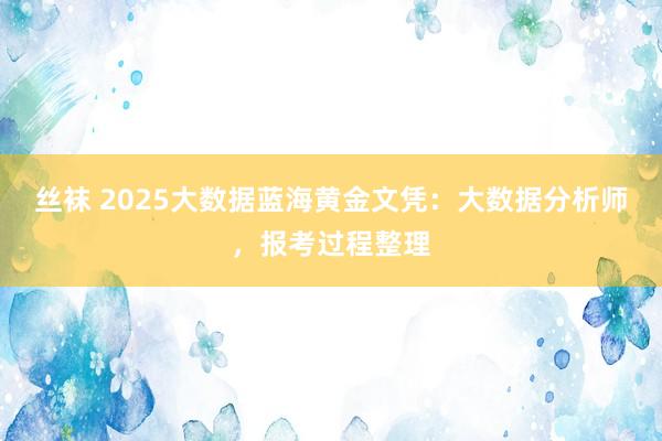 丝袜 2025大数据蓝海黄金文凭：大数据分析师，报考过程整理