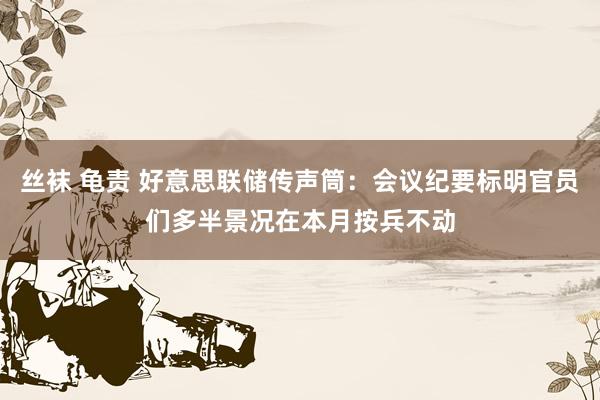 丝袜 龟责 好意思联储传声筒：会议纪要标明官员们多半景况在本月按兵不动