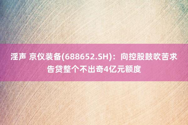 淫声 京仪装备(688652.SH)：向控股鼓吹苦求告贷整个不出奇4亿元额度