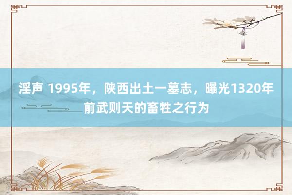 淫声 1995年，陕西出土一墓志，曝光1320年前武则天的畜牲之行为