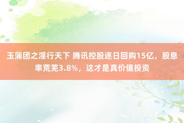 玉蒲团之淫行天下 腾讯控股逐日回购15亿，股息率荒芜3.8%，这才是真价值投资